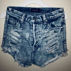 MINKPINK acid wash ripped denim shorts